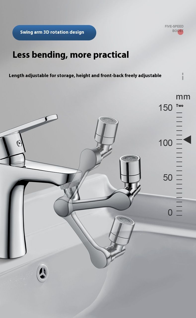 360° drehbarer Wasserhahn-Verlängerungsarm – verstellbarer Schwenkadapter aus Zinklegierung/Kupfer mit Spritzschutz-Design, universell passend für moderne Spülbecken_voghion.com