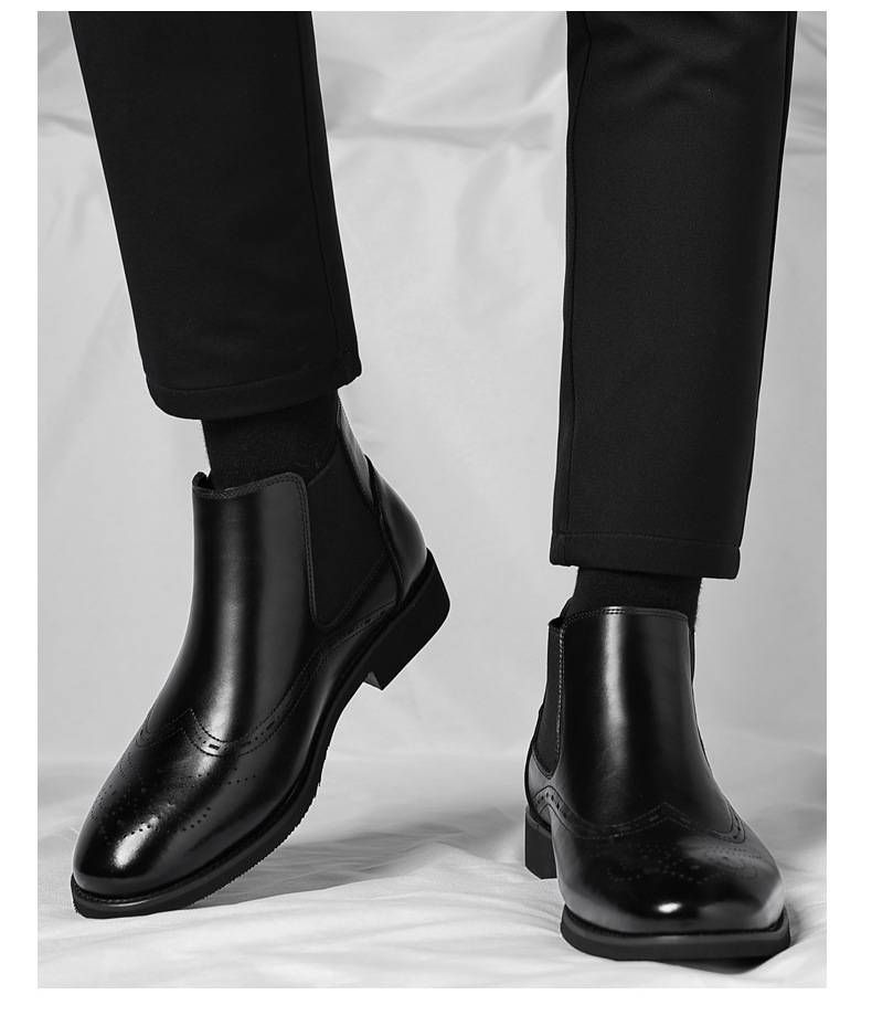 Stivaletti Chelsea retrò britannici, stivaletti bassi, scarpe brogue in velluto, stivali Martin, stivali da uomo di grandi dimensioni transfrontalieri, dropshipping_voghion.com