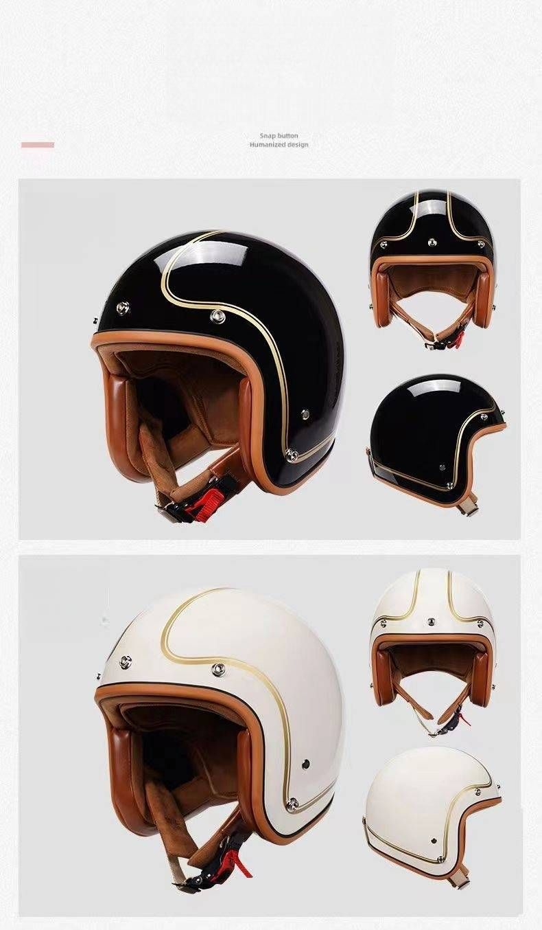 Vintage-Style 3/4 Motorcycle Helmet – DOT & 3C Certified, Compact Shell Design With Bluetooth, ABS Lightweight & 6 Retro Lens Options_voghion.com