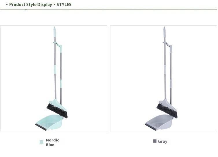 Broom And Dustpan Set – Soft-Bristle Sweeper With Lightweight Plastic Dustpan For Home, Office & Pet Hair Cleaning (Blue/Gray, 2-Piece)_voghion.com