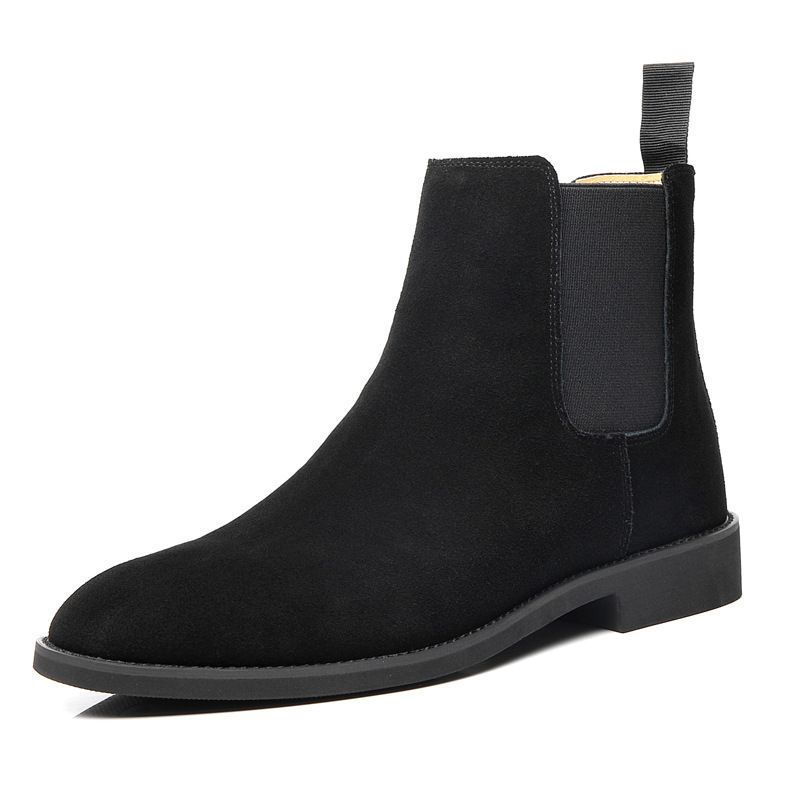 H58758 Scarpe casual da uomo in pelle scamosciata e pelle di mucca, stivaletti Chelsea neri, scegli la taglia e comunicala al venditore_voghion.com