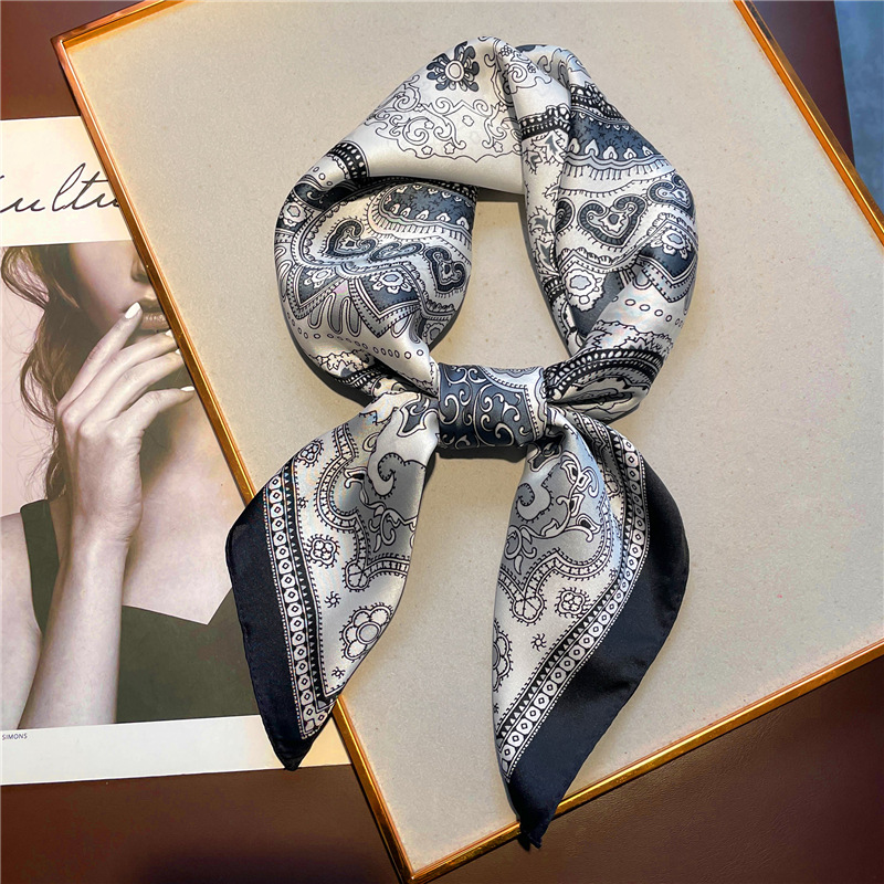 Pañuelo cuadrado pequeño occidentalizado, pañuelo de seda, pañuelo de seda de imitación para mujer, chal estampado, pañuelo de protección solar, diadema,_voghion.com