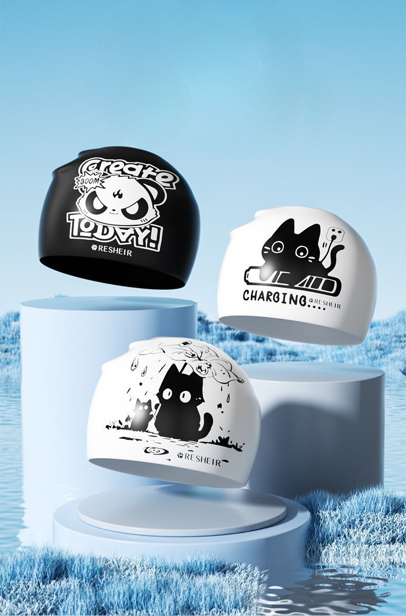 Kappe für Männer und Frauen, Silikon, nicht einschnürend, langes Haar, bequem, wasserdicht, Ohrenschutz, großer Kopf für Erwachsene_voghion.com