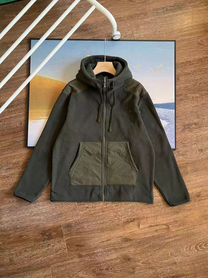 Giacca in pile con cerniera e cappuccio sportivo casual autunno 2024_voghion.com