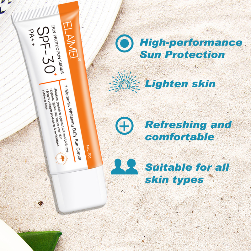 Aufhellende und Sonnenschutz-Sonnencreme, Ganzkörperisolation, UV-Schutz, Hautpflege, SPF30, tragbar_voghion.com