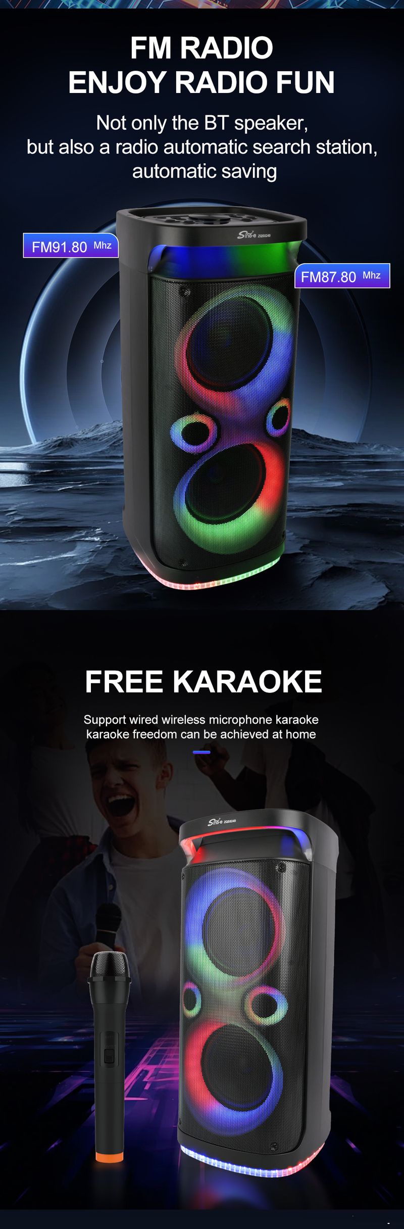 ZQS8249 Dual 8-Zoll-Lautsprecher Square Dance Bluetooth-Lautsprecher 100W Home Karaoke Heavy Subwoofer Audio_voghion.com