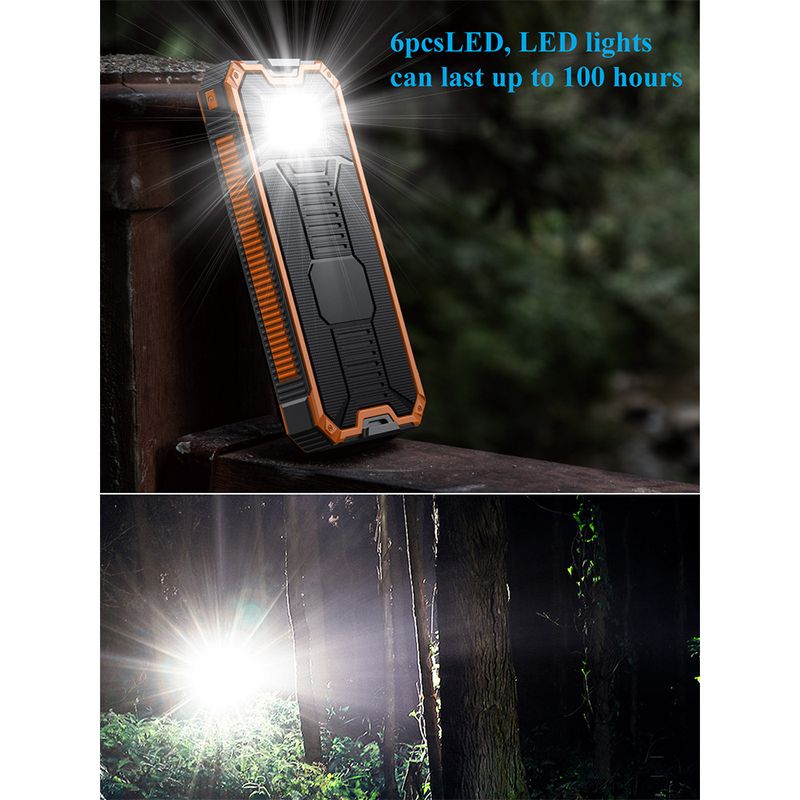Power Bank Outdoor Waterproof Wireless Charging Solar Power Bank 20000 MAh Fast Charging Emergency Mobile Power Bank_voghion.com