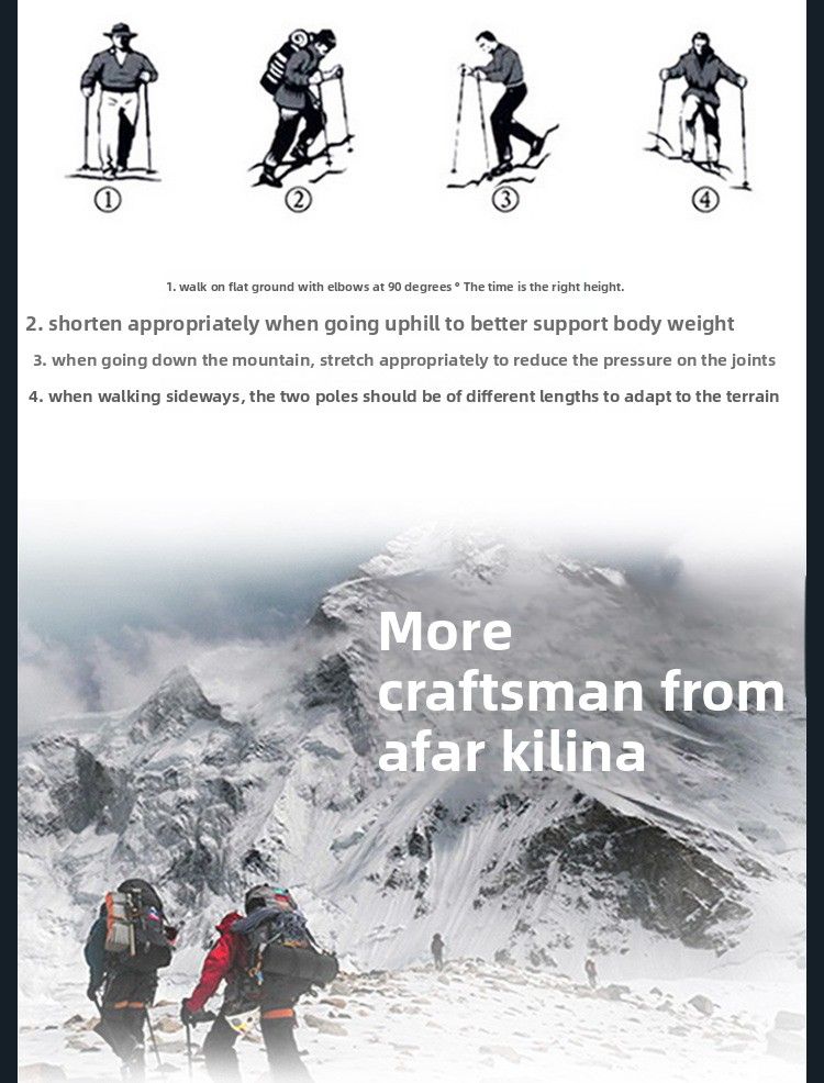 KILIMA Qilima Bastoncino da trekking in fibra di carbonio pieghevole robusto leggero escursionismo neve montagna unisex esterno portatile_voghion.com