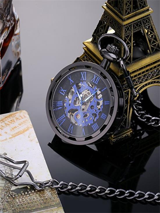 Vintage steampunk Wheel personības kabatas pulkstenis Vintage Mehāniskais pulkstenis Vīriešu un sieviešu pulkstenis Dobu tērauda zobratu sakausējuma piekarināms pulksteņa ķēdes pulkstenis_voghion.com