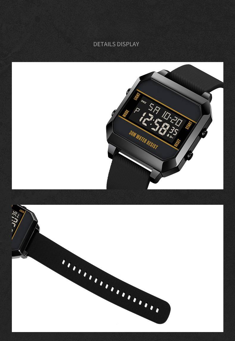 Square Men's Sport Digital Wrist Watch Big Numbers Dial Waterproof LED Electronic Watches with Alarm Date Stopwatch 12/24H_voghion.com