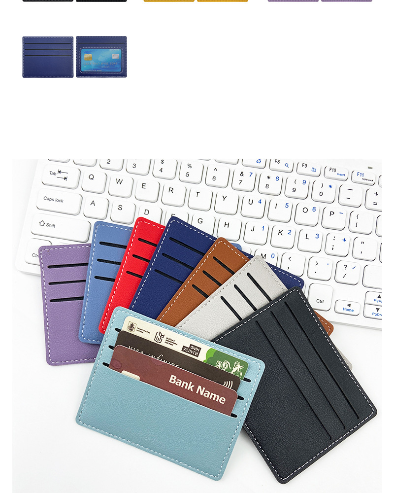 Porta carte di credito in pelle spessa con 4 scomparti per carte di credito, sottile, da donna, cucito, in pelle PU, custodia per carte_voghion.com