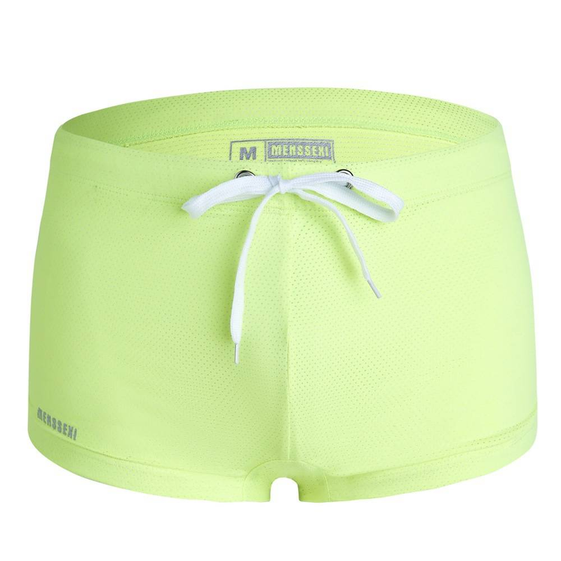 Men's Flat-angle Swimming Trunks, Low-waist Nylon Beach Trunks, Hot Spring Swimming Trunks, Lace-up, Summer_voghion.com