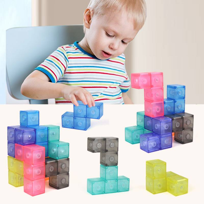 Kreatives, vielgestaltiges DIY-Magnetwürfel-3D-Puzzle-Set aus Kunststoff – Magisches 3D-Magnet-Lernspielzeug und Zauberwürfel_voghion.com