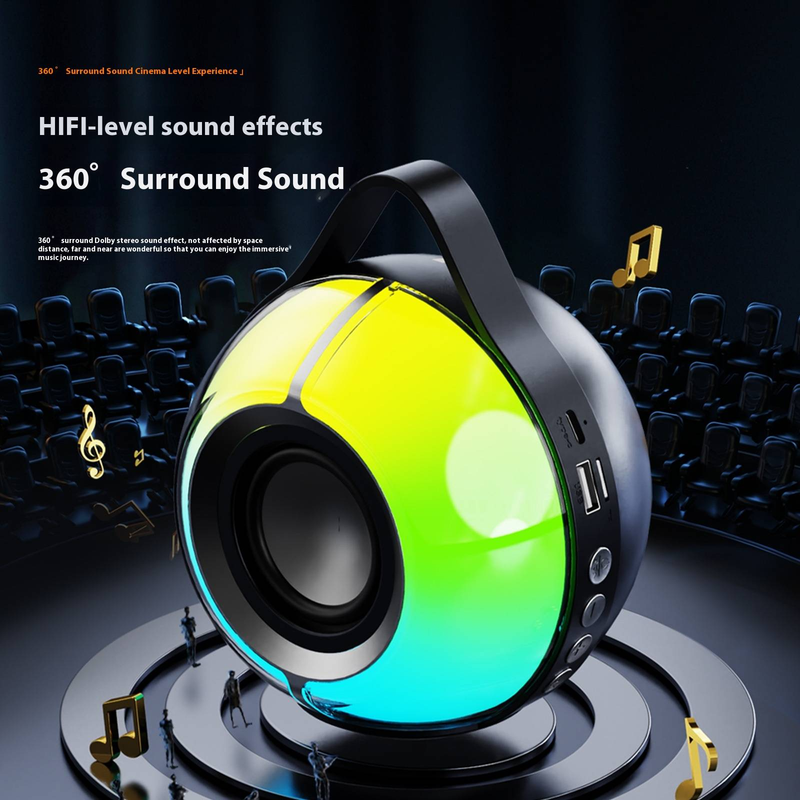 Enceinte Bluetooth portable avec lumières RVB et amplification des basses - Mini enceinte d'extérieur avec emplacement pour carte TF et conception étanche_voghion.com