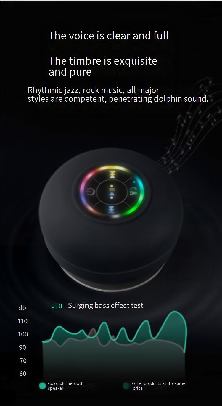 Portable Speakers Bathroom Waterproof Bluetooth Speaker With Large Suction Cup And LED Light Subwoofer Bluetooth Portable Small Speaker New Model_voghion.com