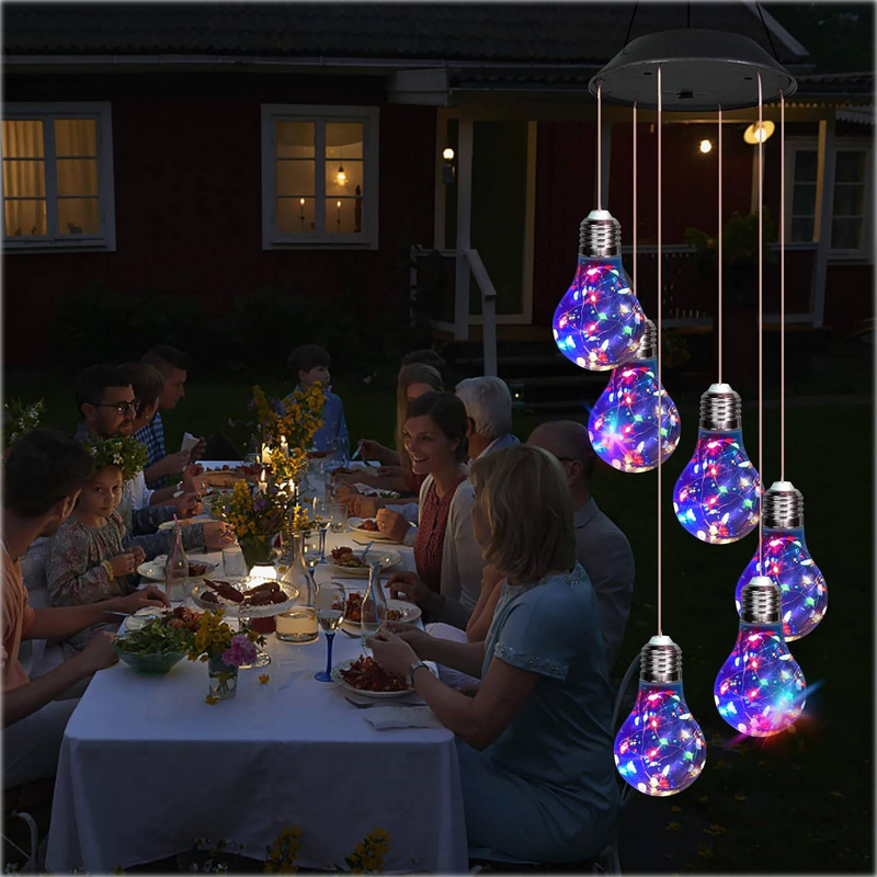 Luzes de sino de vento solar de 6 LEDs – Luzes decorativas para áreas externas para jardim, pátio e decoração de feriados (à prova d'água, design de concha preta, autonomia de 6 a 12 horas)_voghion.com