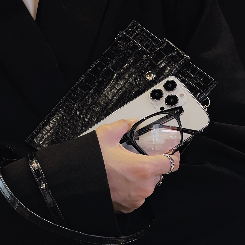 Women's Shoulder Bag Long Rope Niche Women's Mobile Phone Bag Messenger Bag Crocodile Pattern PU Leather Simple Design_voghion.com