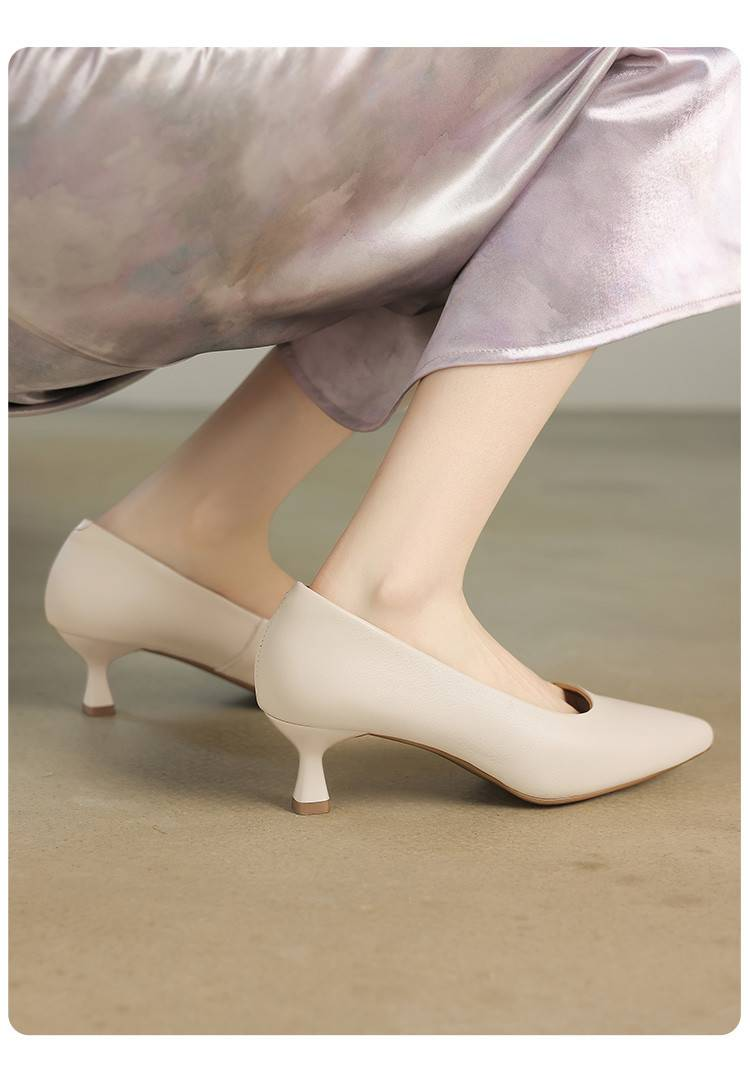 Cameido Women's Leather High Heels For Daily Commute - Comfortable & Stylish Work Pumps_voghion.com