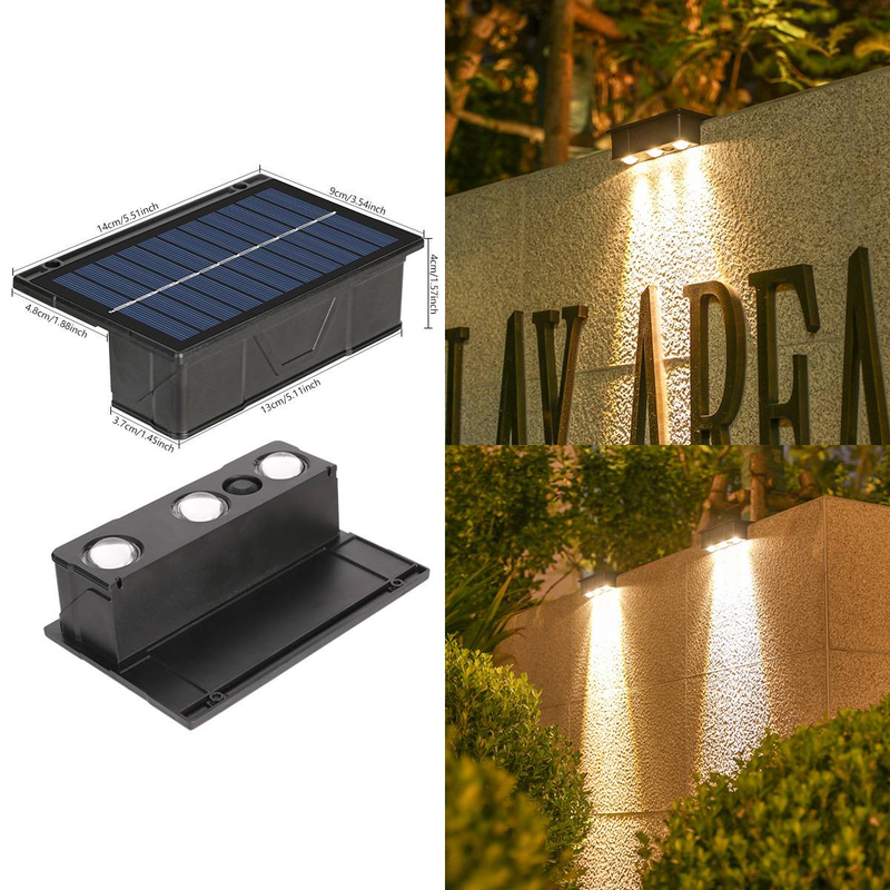 Luci solari per gradini, luci da giardino impermeabili per esterni con accensione/spegnimento automatico, LED bianco caldo per illuminazione di patio, vialetti, terrazze e recinzioni._voghion.com