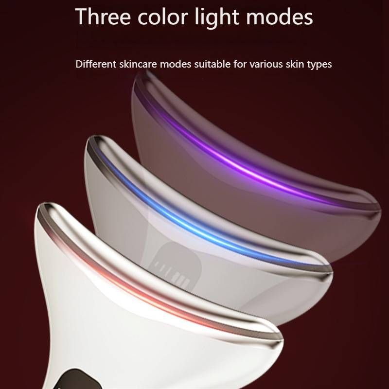 Mikrostrom-Nackenmassagegerät mit Heizung und LED-Therapie – Anti-Aging-Hautstraffungsgerät für Gesicht und Hals, vibrierende Lifting-Pflege für alle Hauttypen_voghion.com