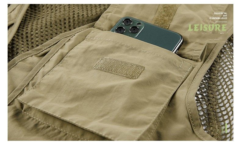 Neue Herrenweste Sommerfotografie Angeln Weste mit mehreren Taschen Outdoor Casual Wandern Ärmellose Weste mit V-Ausschnitt_voghion.com