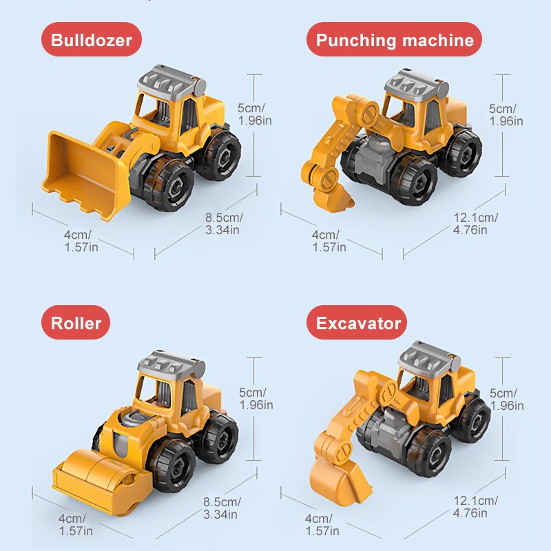 4 In 1 Kids Educational DIY Assemble Engineering Truck Vehicle Toys Set Plastic Take Apart Detachable Construction Vehicles Toys_voghion.com