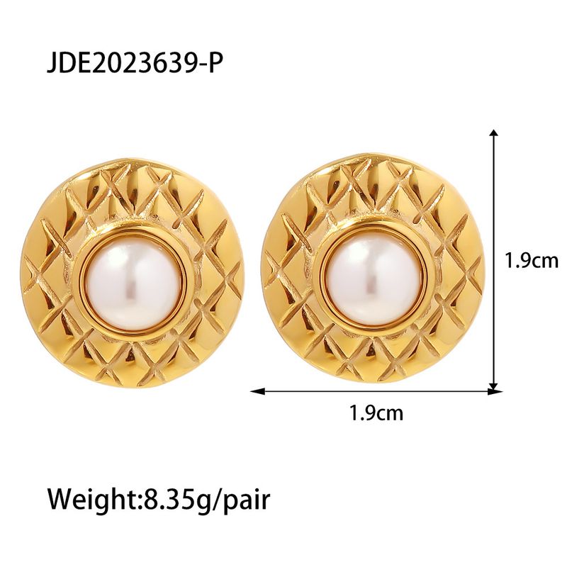 Internet celebrity Instagram's new gold-plated diamond pattern inlaid pearl earrings, fashionable and versatile earrings_voghion.com