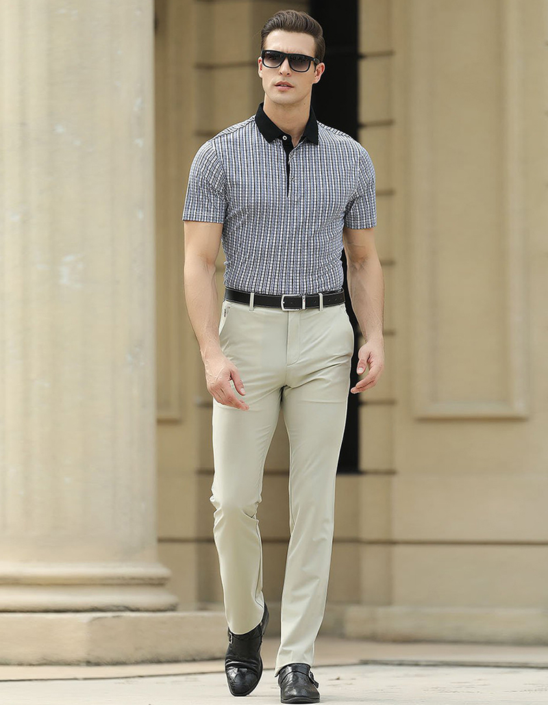 Comfortable and stylish with ribbed lapel men's short-sleeved T-shirt men's Polo shirt men_voghion.com