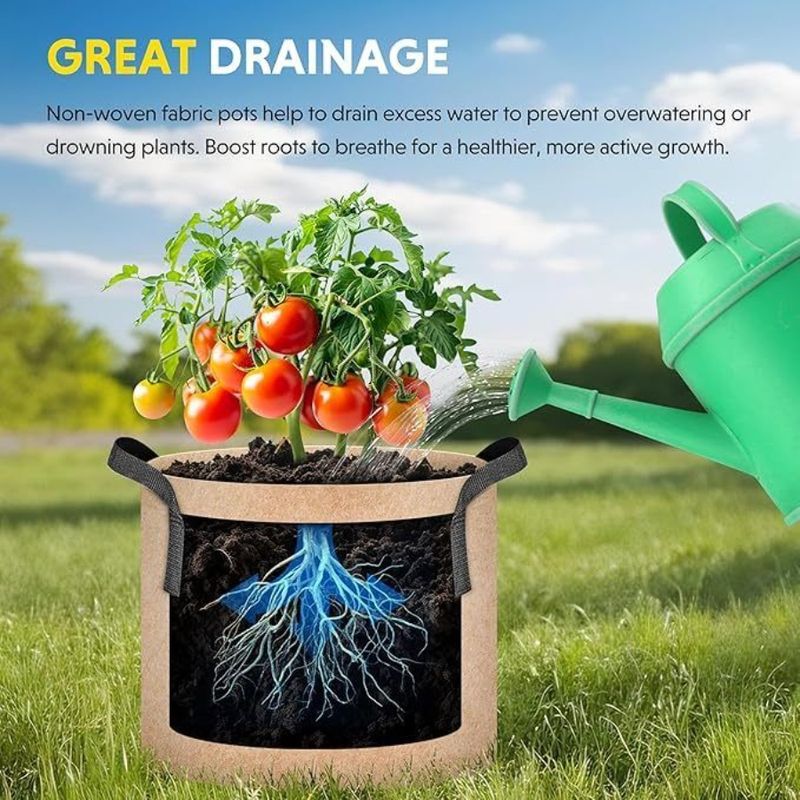 Grow Strap For Duty Handles Bags Container Heavy Gallon Nonwoven Fabric Pots 5 Aeration Ta Durable Plant 5Pack Thickened Garden_voghion.com