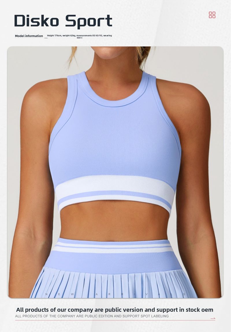 Zechuang Seamless Yoga Color-Block Tight-Fitting Racerback Bra Fitness Running Sports Vest 5062_voghion.com