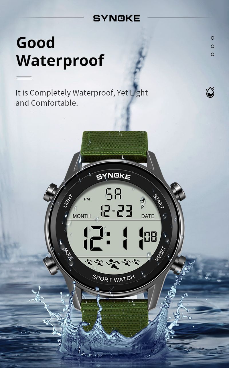 Reloj deportivo digital para hombre con correa de nailon, resistente al agua hasta 50 m, gran pantalla LED, luminoso, ideal para senderismo al aire libre, informal, moderno y con pantalla grande para estudiantes._voghion.com