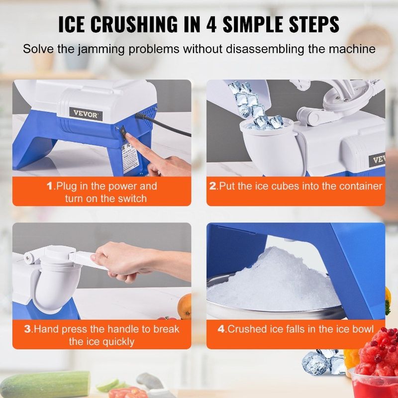Macchina per ghiaccio Sh Per Cone Maker elettrica con lame da 220 W, ciotola per ghiaccio da 176 libbre e macchina con coperchio per neve con 2 tritaghiaccio._voghion.com