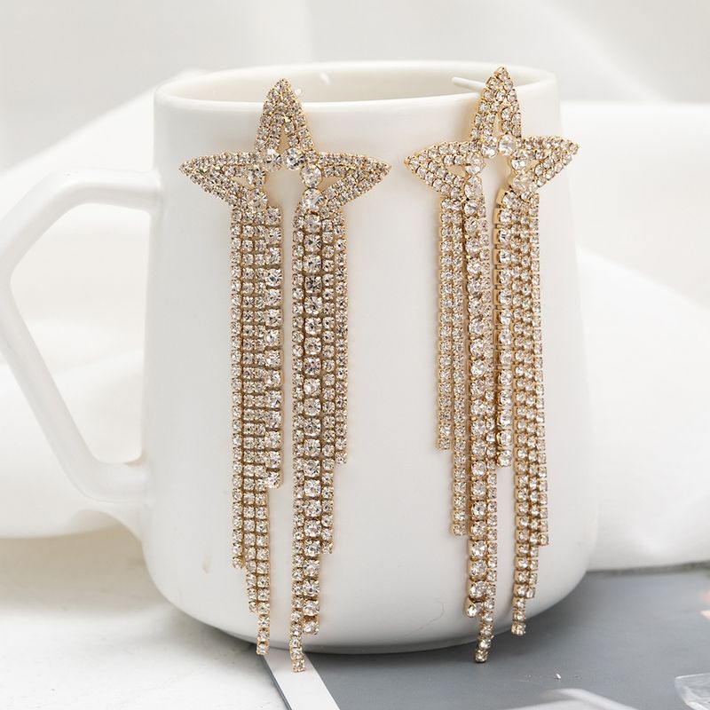 Orecchini a forma di cavalluccio marino con nappe e strass a forma di stella, grandi orecchini pendenti a farfalla_voghion.com