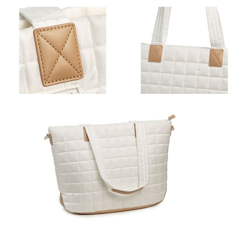 Bolsa feminina para laptop, bolsa acolchoada com zíper, bolsa de trabalho fofa_voghion.com