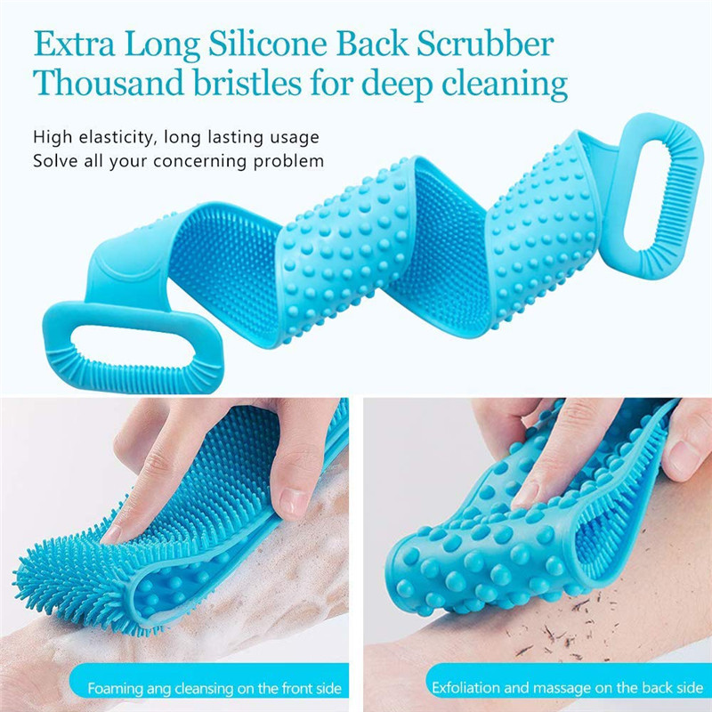 Silicone Powerful Back Scrubber Exfoliating Long Strip Dead Skin Remover Bath Brush For Men And Women_voghion.com