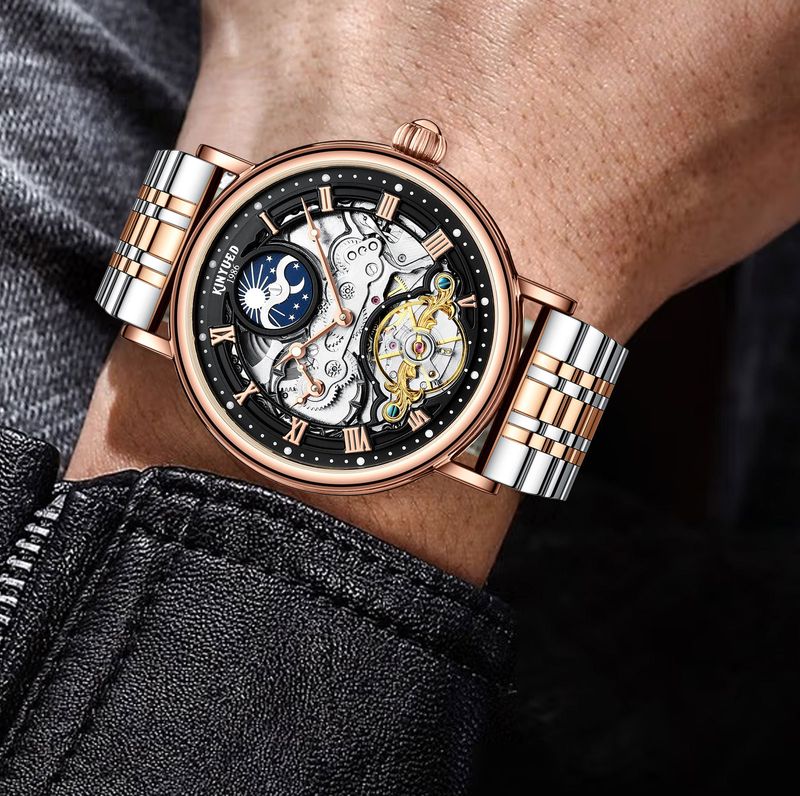 Automatic Men's Watch Stainless Steel Star Watch Mechanical Watch Tourbillon Hollow Men's Mechanical Watch_voghion.com
