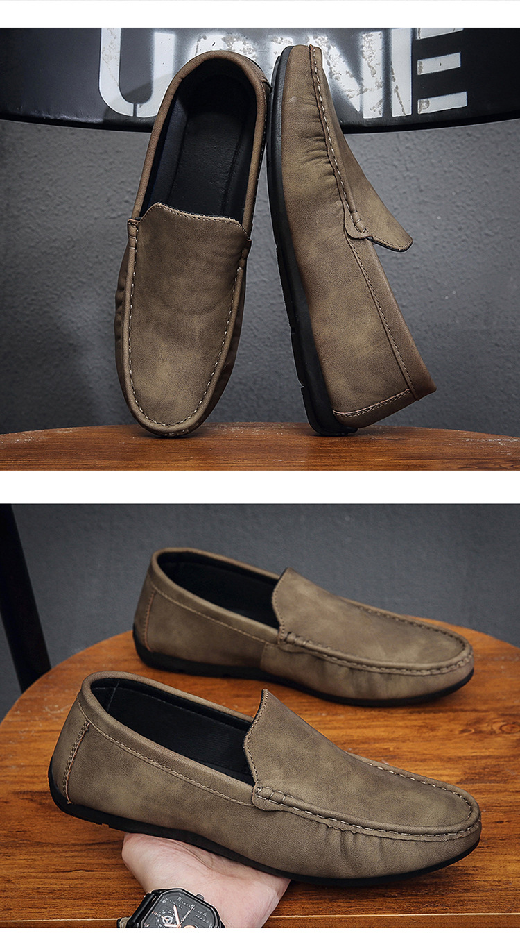 SHLIANG Men's Casual Sport Shoes British Style Bean Bean Slip-On Loafers Versatile Comfortable Breathable Rubber Sole Shoes X0016_voghion.com