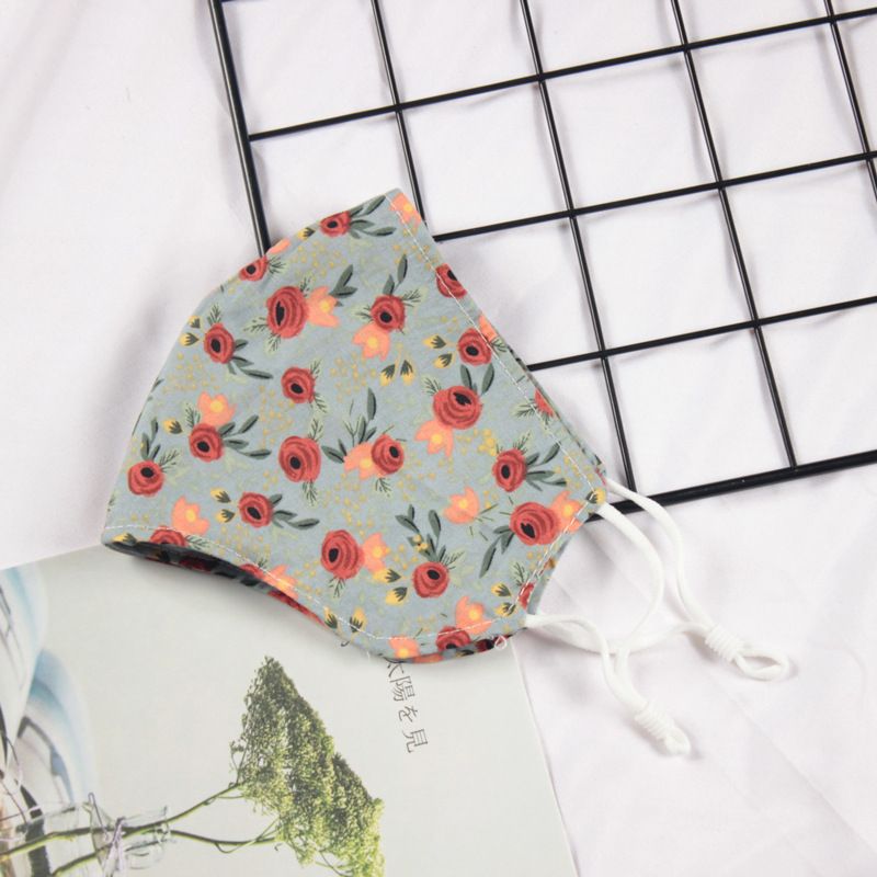 Klein vers bloemenpatroon Dubbellaags ademend verstelbaar stofmasker voor vrouwen_voghion.com