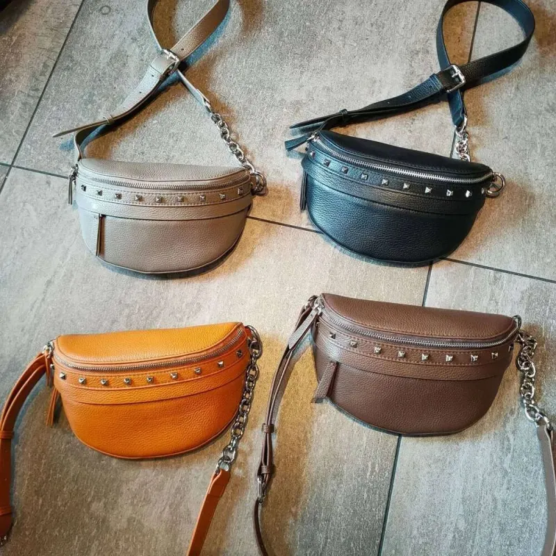 Designer Bags 2025 Genuine Female Korean Version Soft Leather Chest Ins Youth Willow Studs Crossbody Waist For Women_voghion.com