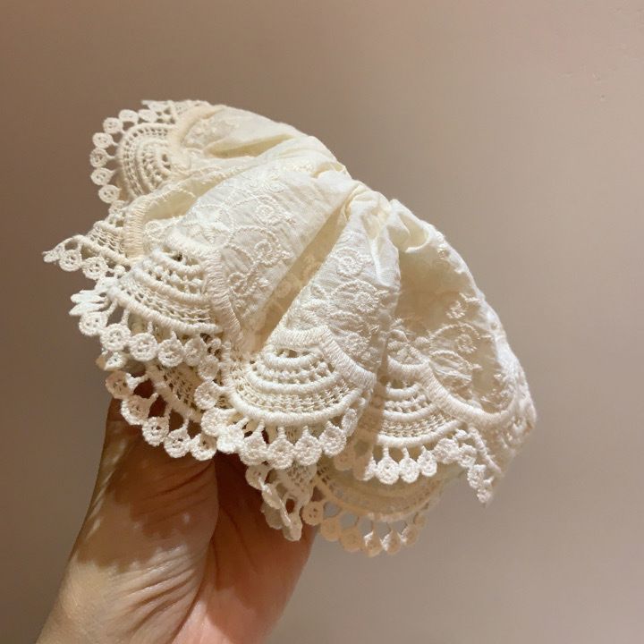 New Korean White Heavy-duty Lace Headband With High-end And Stylish Double Layered French Large Intestine Loop_voghion.com
