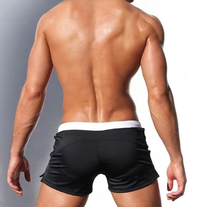 Men's Mid-Rise Sports Boxer Shorts - Solid Color With Secure Zipper & Drawstring (Anti-Slip & Breathable For Gym & Running)_voghion.com