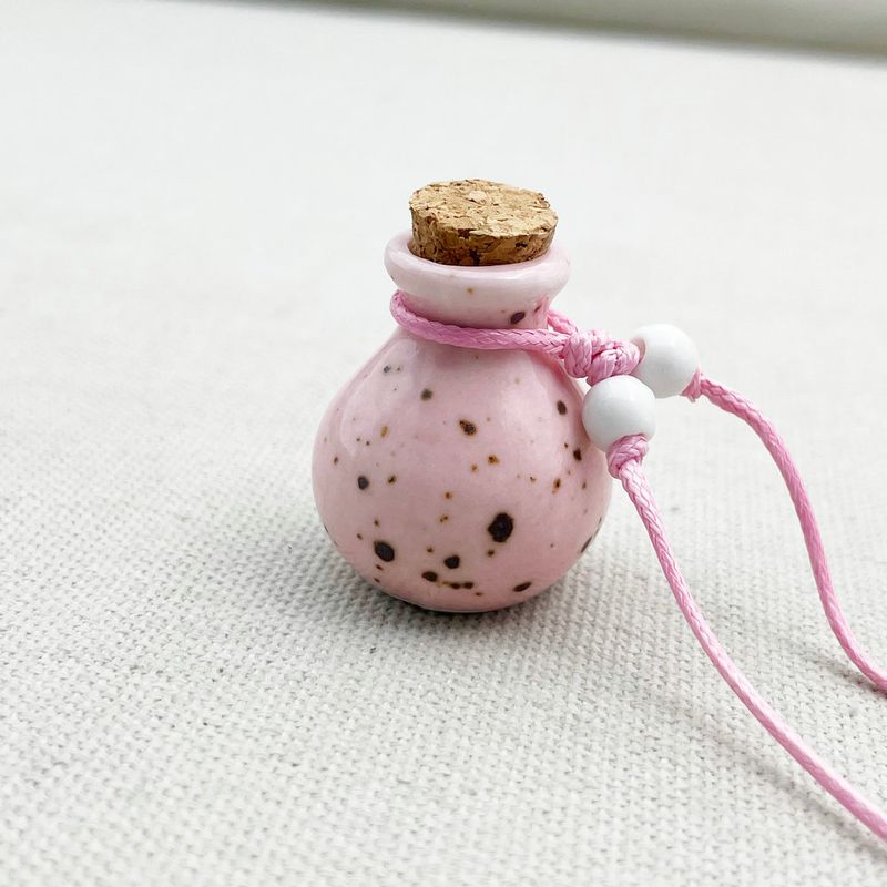 Collier pendentif en céramique rose et bleu pour femme, petite bouteille, fait à la main, vente en gros, C110_voghion.com