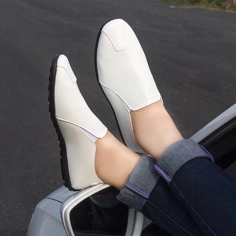 Scarpe basse da uomo in pelle morbida e piatta, stile casual, 2025, con un solo passo_voghion.com