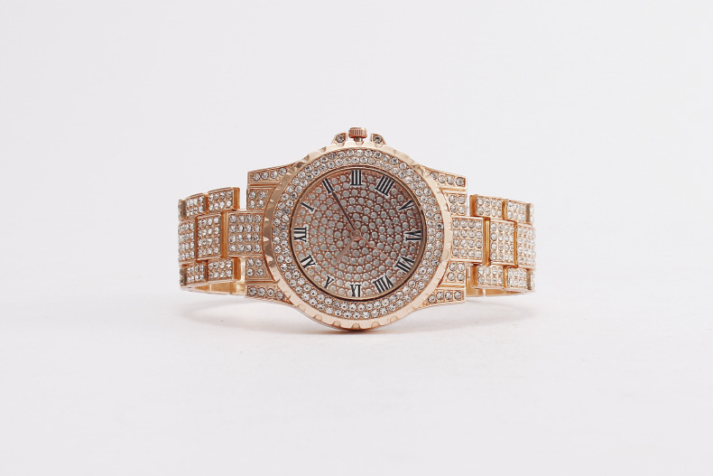 Diamantbesetzte römische Armbanduhr mit Strasssteinen_voghion.com