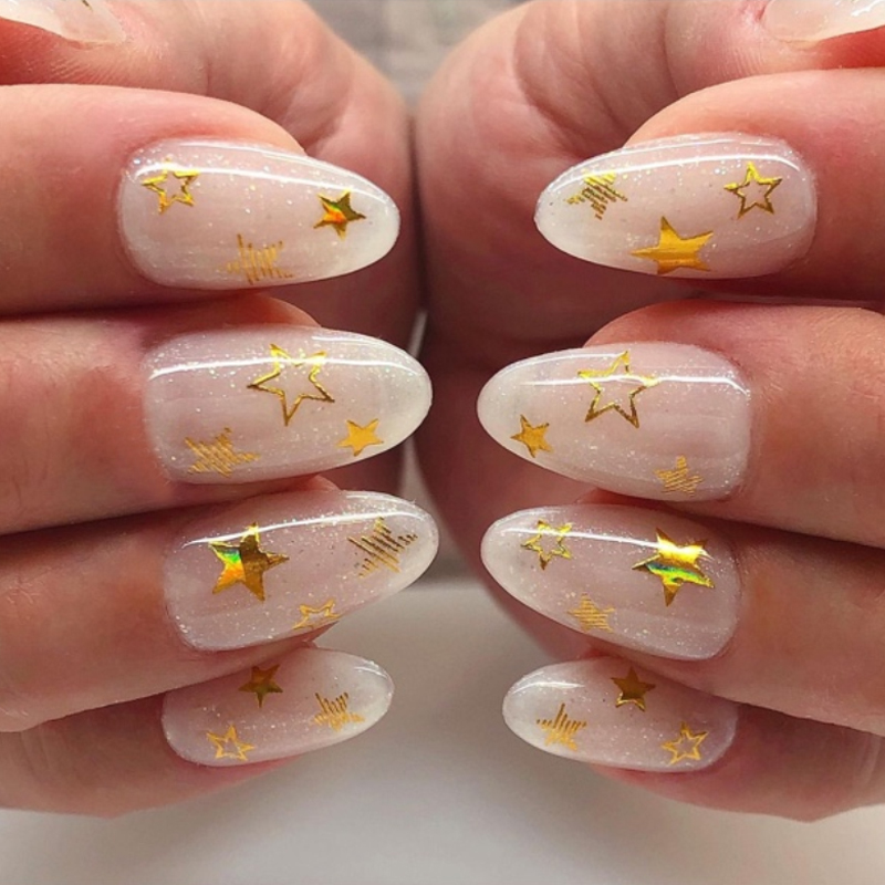 Schöne Sterne, 1 Stück, Geometrie, 3D-Nagelkunst-Aufkleber, Gold/Silber/Roségold, selbstklebende Slider, Maniküre-Dekoration_voghion.com