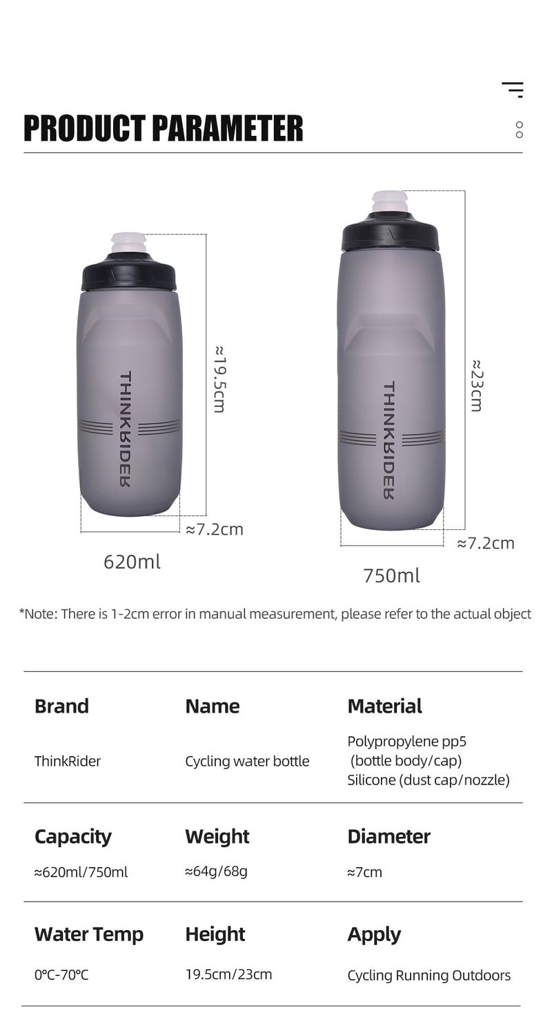 ThinkRiderBorsa per bicicletta da 620 ml/750 mlMTBicicletta da stradaBorsa per acquaSport all'apertoPlasticaPortatileGrande capacitàBevandaCiclismo_voghion.com