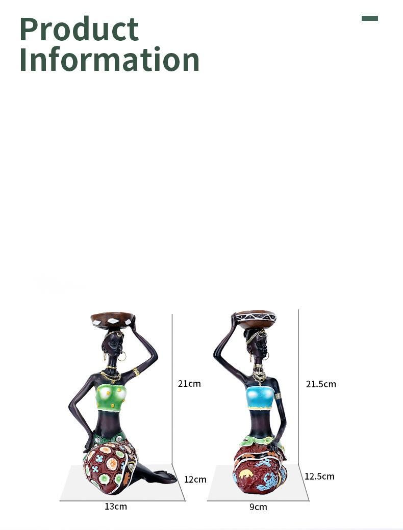 Black Holder Two-Piece Set Resin Crafts Home Living Room Candle Display Decoration Ornament_voghion.com