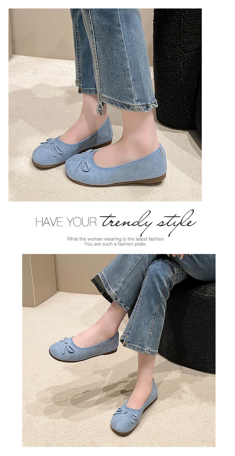 Casual Single Shoes Shoes Women's Retro Flat Bow One Pedal Lazy Shoes Simple Fashion Doudou Shoes_voghion.com