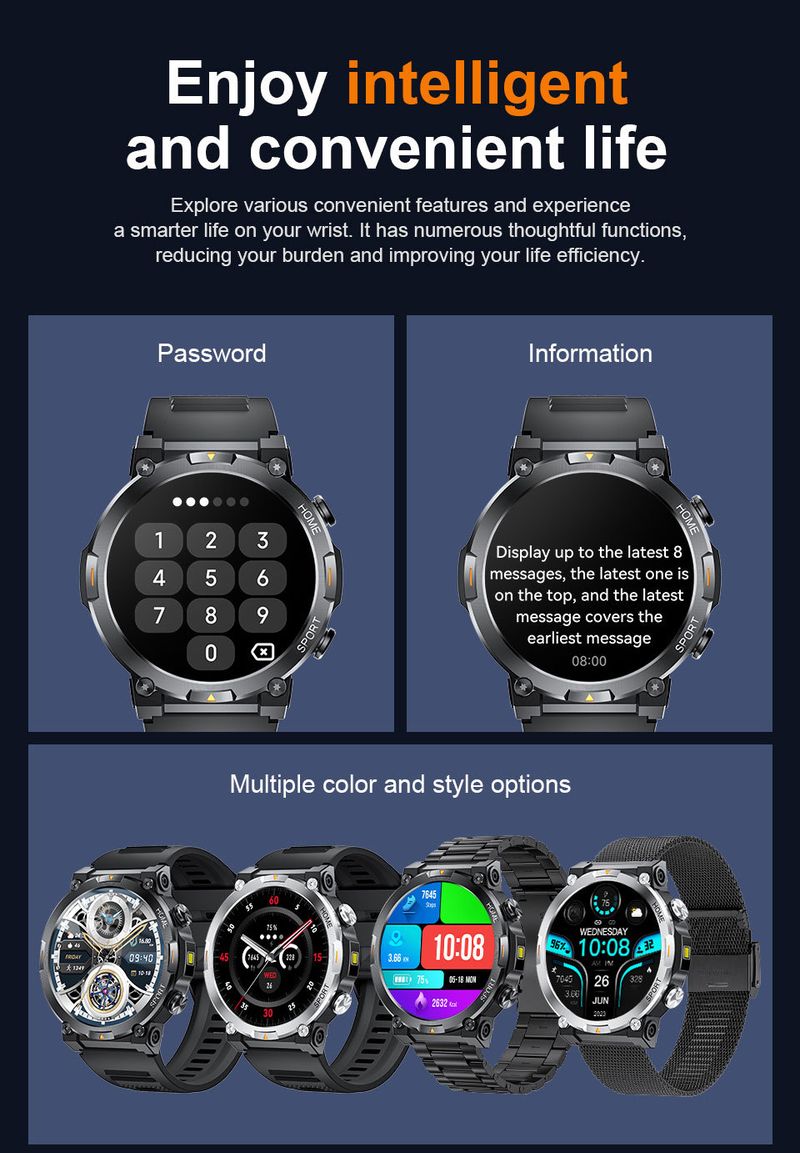 Smart Bluetooth Call Watch Heart Rate Sleep Health Monitoring Remote Control Camera Smart Watch_voghion.com