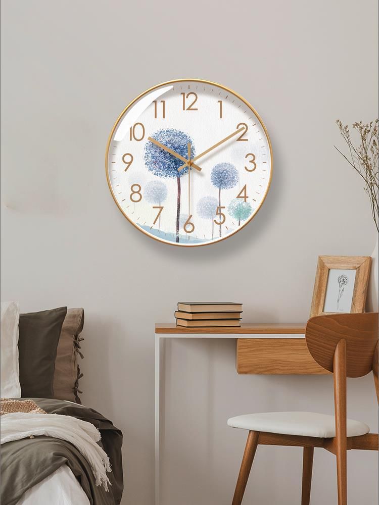 Orologio al quarzo silenzioso con secondi continui, stile pastorale, semplice, da parete, con fiore di tarassaco, Yipula 6260_voghion.com